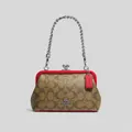 Coach Nora Kisslock Crossbody In Signature Canvas Khaki/electric Red Rs-ch512