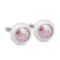 Marzthomson Round Pink Mother Of Pearl Tiles Cufflinks A8, Pink Bold Round