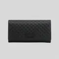 Gucci Women Microssima Gg Logo Leather Envelope Wallet Black Rs-449396