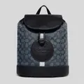 Coach Dempsey Drawstring Backpack In Signature Jacquard With Stripe And Patch Denim Navy Multi Rs-ce601