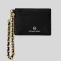 Michael Kors Small Pebbled Leather Chain Card Case Black Rs-32f2gt9d5l
