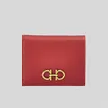 Salvatore Ferragamo Ferragamo Calf Leather Small Bifold Wallet Lipstick Red Rs-746643