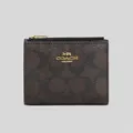 Coach Bifold Wallet In Signature Canvas Brown Black Rs-cm852