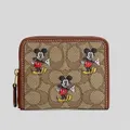 Coach Disney X Small Zip Around Wallet In Signature Jacquard With Mickey Mouse Print Khaki/redwood Multi Rs-cn035