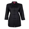 Cloth.Ier 100% Raw Silk Mid-length Spring Jacket With Jacquard Silk Lining - Black And Red, Black/red, L