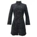 Cloth.Ier Long Sleeve Spring Jacket In Heavy Tweed Fabic With Mandarin Buttons. Fully Lined. Black, Black, L