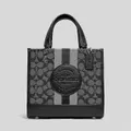 Coach Dempsey Tote 22 In Signature Jacquard With Stripe And Patch Smoke Black Multi Rs-c8417