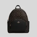 Coach Court Backpack In Signature Canvas Brown Black Rs-5671