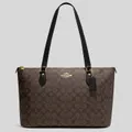 Coach Gallery Tote In Signature Canvas Brown Black Rs-ch504