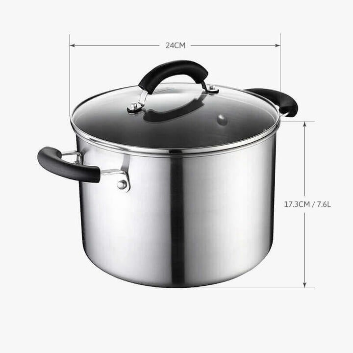 Meyer Ih Stainless Steel 24cm | 7.6l Stockpot With Glass Lid