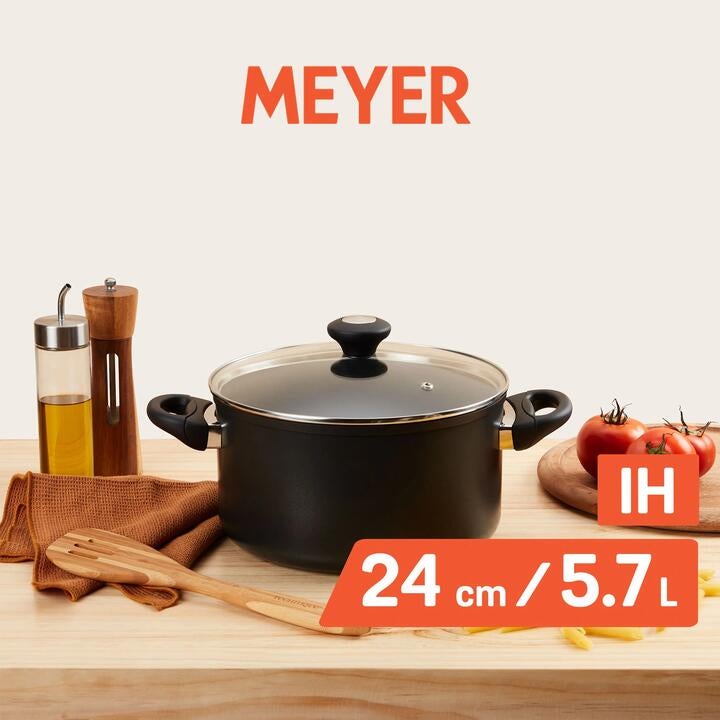 Meyer [] Ih Nonstick 24cm | 5.7l Stockpot With Glass Lid - Cook'n Look