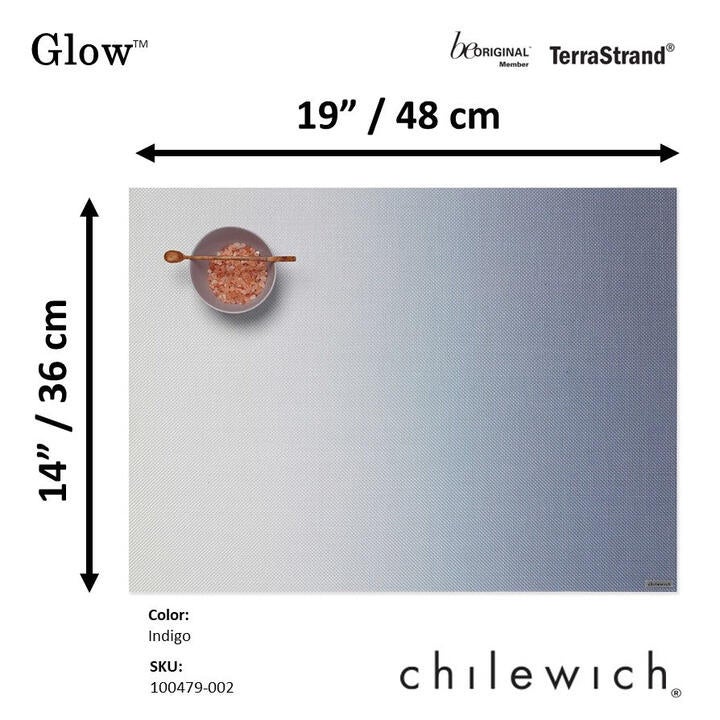 Chilewich Terrastrand® Microban® Glow Woven Table Mat/placemat, Rectangle, 36 x 48 Cm, Indigo, Indigo