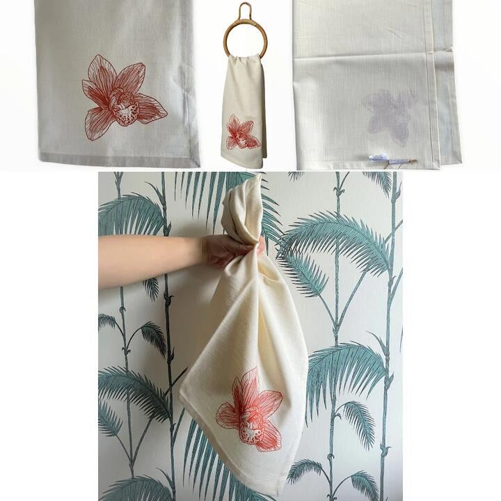 Stitches And Tweed Orchid Kitchen Tea Towel Set Of 2