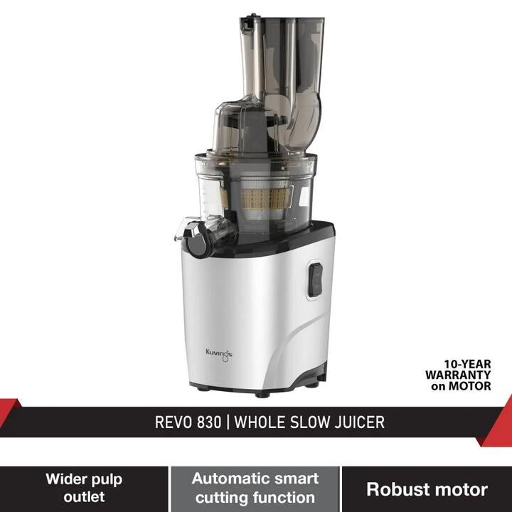 Kuvings Revo 830 Whole Slow Juicer With Triple Feeding Chute For Cold Press Fibrous Fruits And Vegetables (Matt Silver)