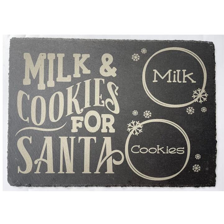 Stitches And Tweed Stitchesandtweed Slate Serving Plate - Santa's Milk & Cookies