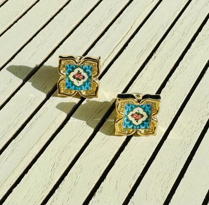 Rare Bird Collection [] Peranakan Floral Stud - Blue
