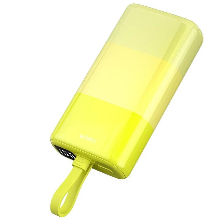 Wiwu Wi-p015 10000mah Candy Power Bank Portable Phone Battery Charger With Charging Cable, Green