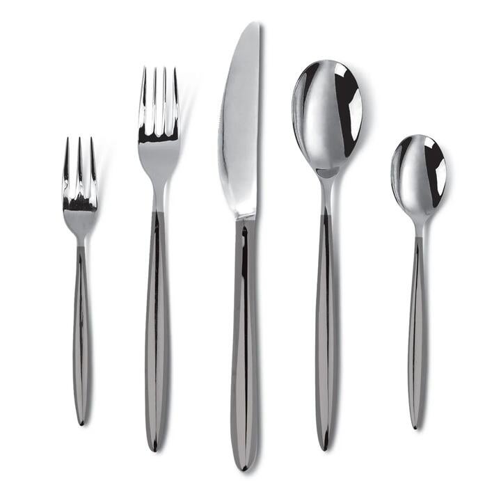 Charles Millen Signature Collection Adelia 20 Piece Cutlery Set, Stainless Steel Mirror Finished With Grey Handle, Grey