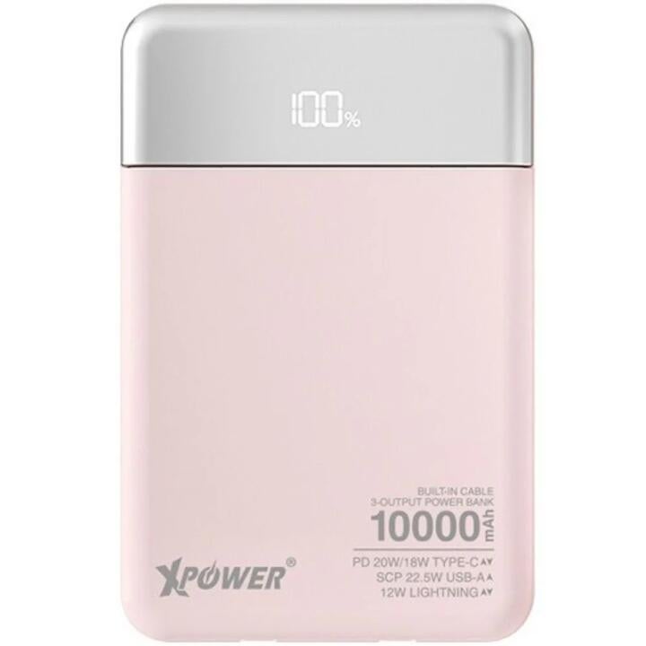 Xpower B10h Built-in Type-c x 2 Cable 10,000mah Pd + Scp Powerbank, Pink