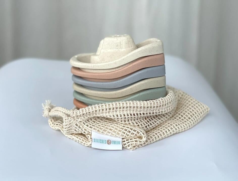 Stitches And Tweed Stacking Boat Bath Toy Set