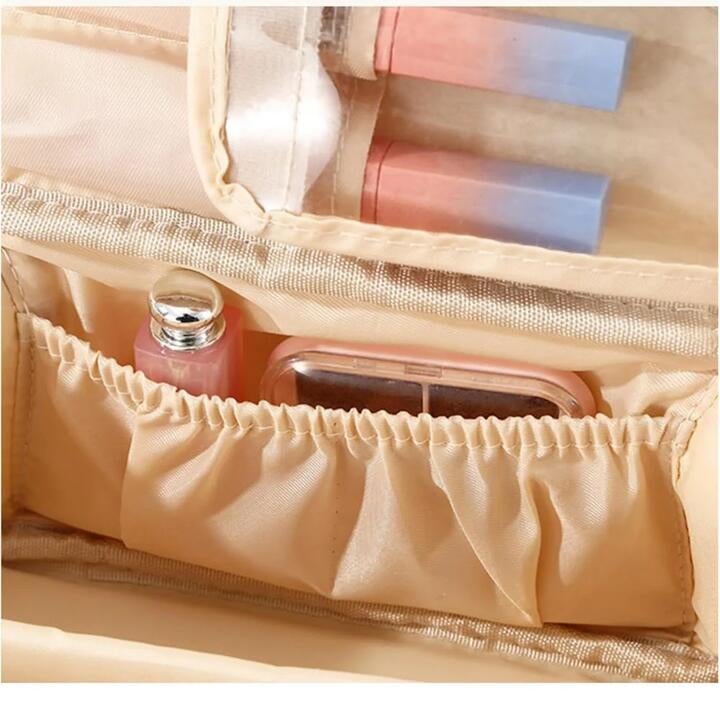 Stitches And Tweed Stitchesandtweed Travel Cosmetic Bag, Large Capacity Vegan Leather Travel Make Up Bag, Cosmetic Storage Bag With Carrying Handle - Nata