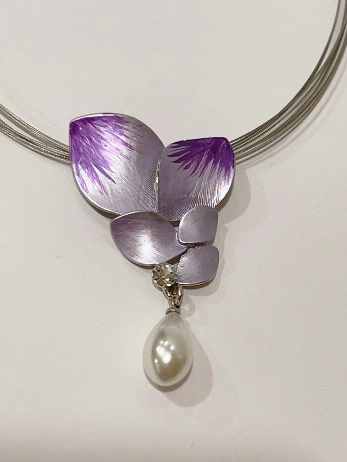 Hart Purple Orchid Leaf-shaped Choker & Earrings Series