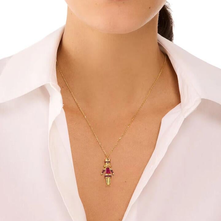 Kate Spade Oh What Fun Nutcracker Pendant Necklace In Red Multi Kk025