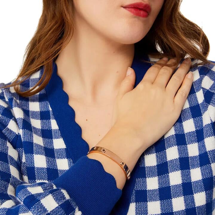 Kate Spade Spot The Spade Studded Hinged Bangle Bracelet In Rose Gold Ke759