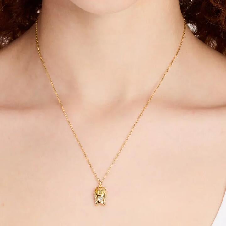 Kate Spade What A Snack Mini Pendant Necklace In Clear/ Gold Kh540