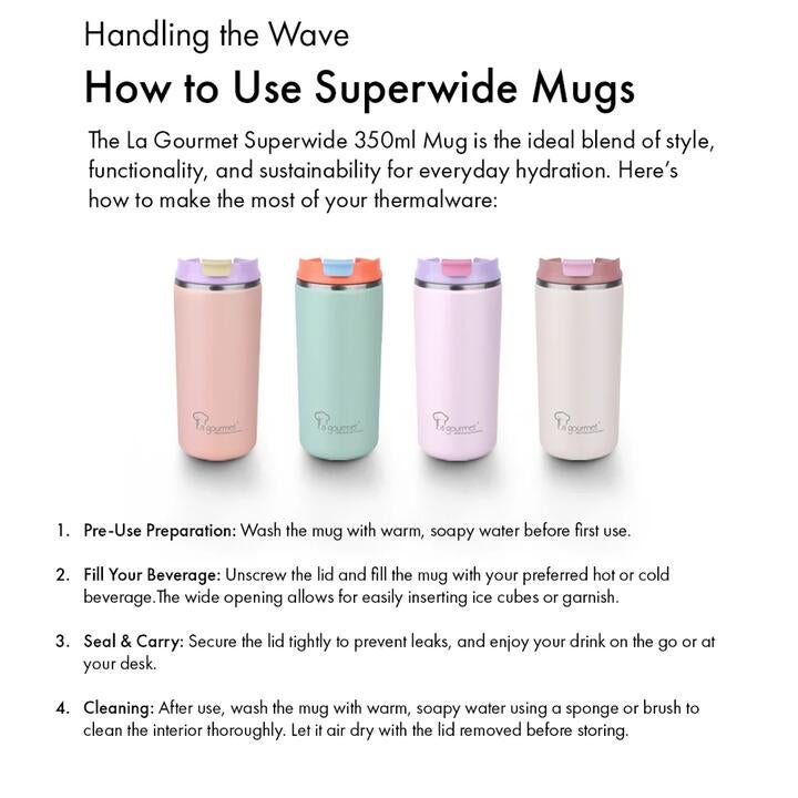 La Gourmet Super Wide 350ml Thermal Mug (Beige) - New