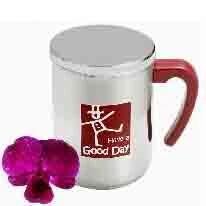 Zebra Double Wall Mug W/ S/s Lid, Silver