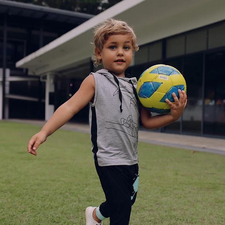 Ikkikidz Hornbill Hoodie Kids Sleeveless Top, Light Grey, 4-5y