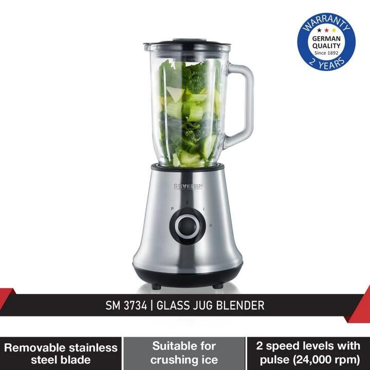 Severin Sm 3734 Glass Jug Blender Mixer Stainless Steel