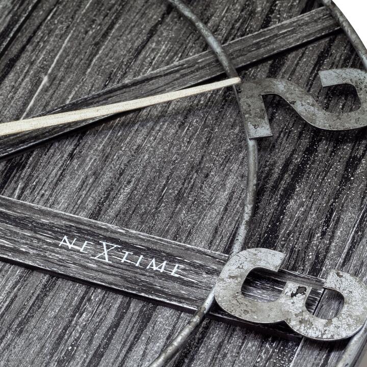 Nextime York Wall Clock 50cm Wood/metal, Silent Movement (Black), Black