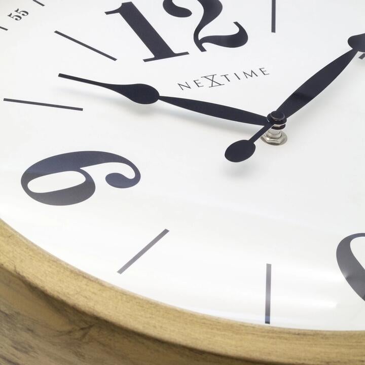 Nextime Classic Wall Clock 39cm Metal, Silent Movement (Gold/white), Gold/white