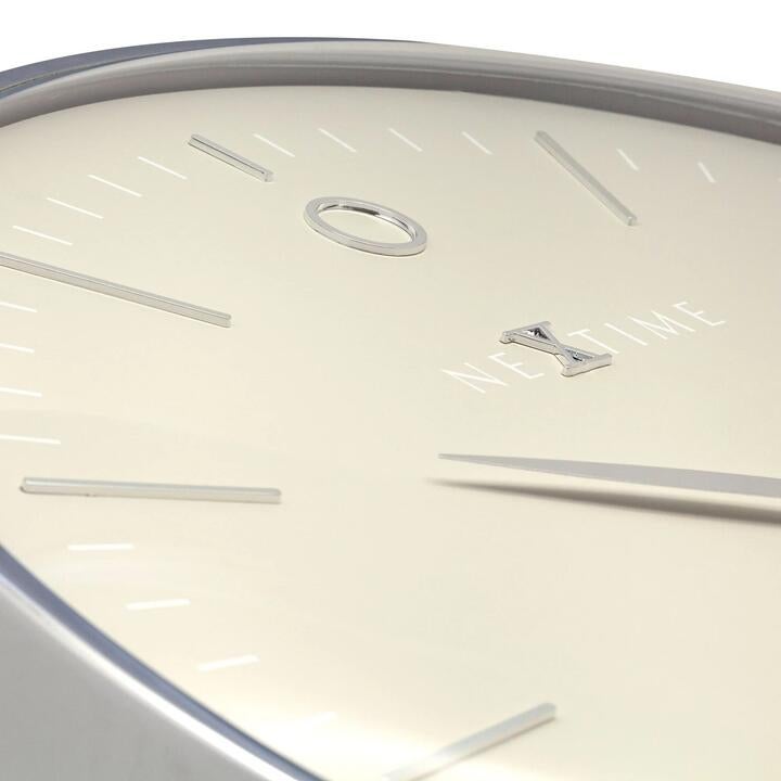 Nextime Glamour Wall Clock 40cm Metal, Silent Movement (Grey), Grey