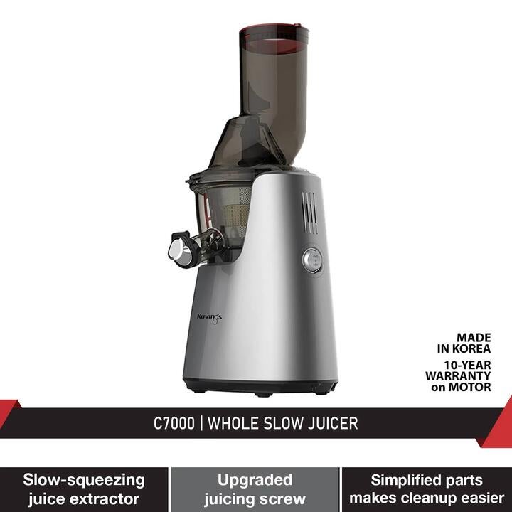 Kuvings C7000 Whole Slow Juicer With Dual Feeding Chute For Cold Press Masticating Juice (Silver)