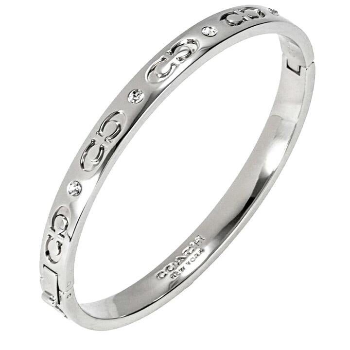 Coach Signature Hinged Bangle Bracelet In Silver Cx769