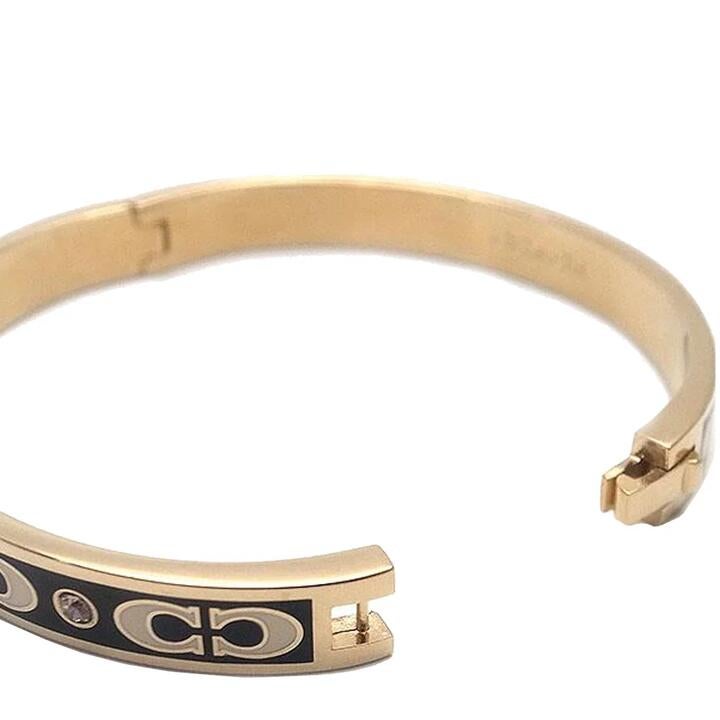 Coach Signature Enamel Hinged Bangle Bracelet In Gold/ Black Ci904