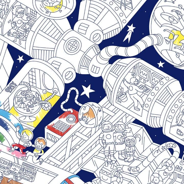 Omy Giant Coloring Poster - Space Station + Stickers (100 x 70cm)