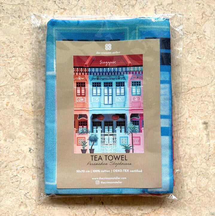 The Crimson Atelier Shophouses Tea Towel