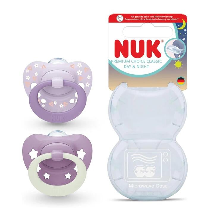 Nuk Signature Silicone Soother Pacifier 2pcs/box - Day n Night (18-36m), Blue