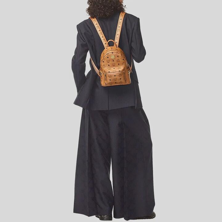 Mcm Stark Side Studs Backpack In Visetos Cognac Rs-mmkeave16co001