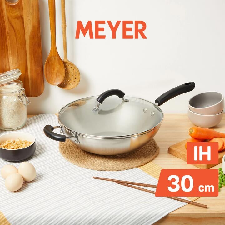 Meyer [] Ih Stainless Steel 30cm/4.8l Wok Skillet With Glass Lid - Centennial