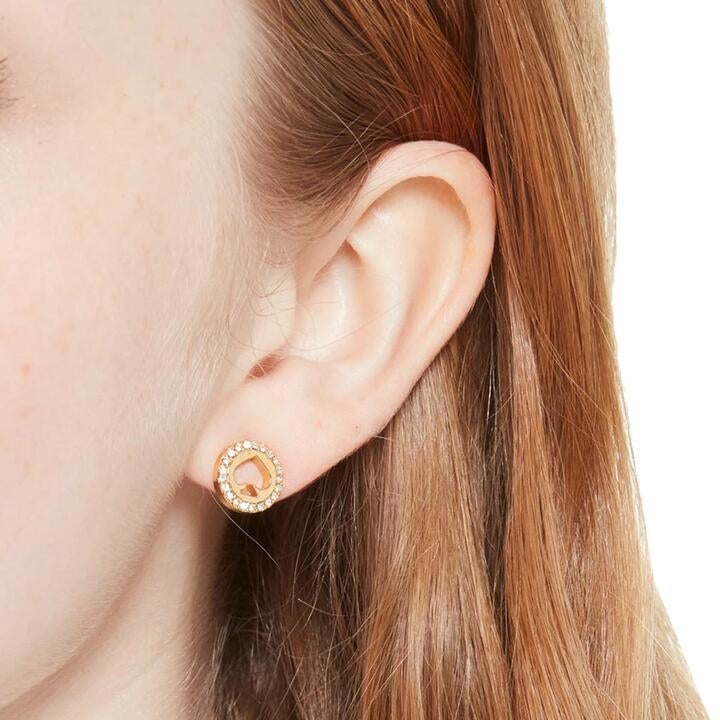 Kate Spade Spot The Spade Pave Halo Spade Studs Earrings In Clear/ Gold O0ru2605
