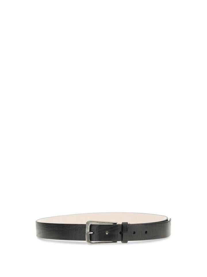 Brunello Cucinelli Carved Leather Belt With Shimmering Buckle - Black, S