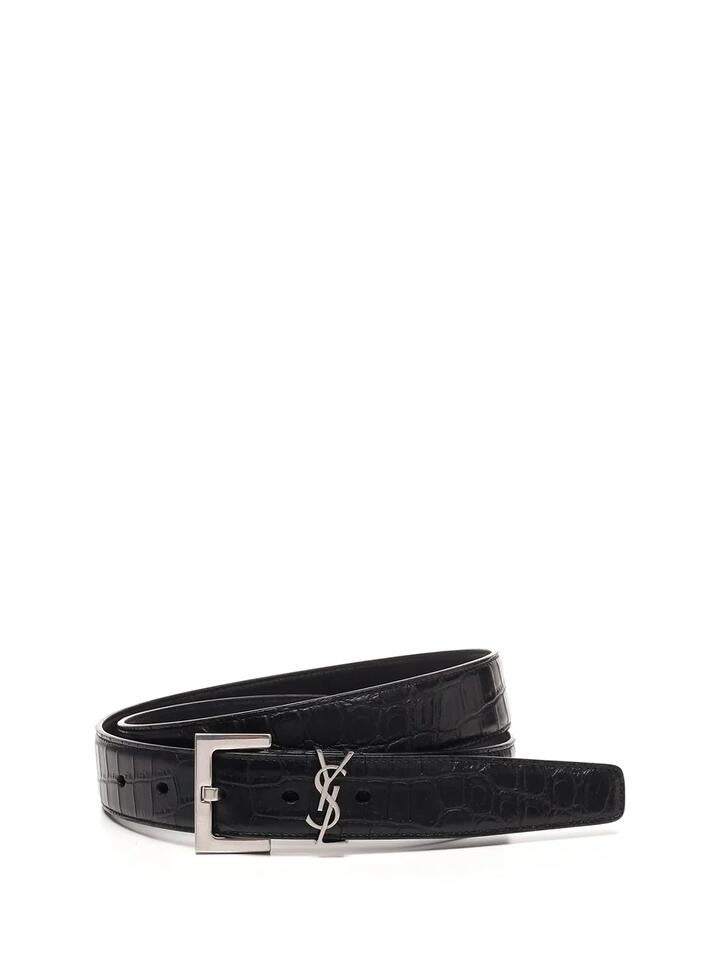 Saint Laurent "Cassandre" Printed Belt - Black, 95