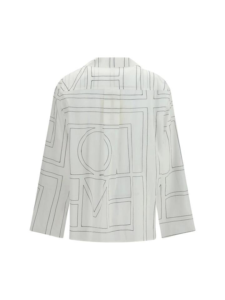 Toteme Pj Monogram Cotton Shirt - White/black, 38