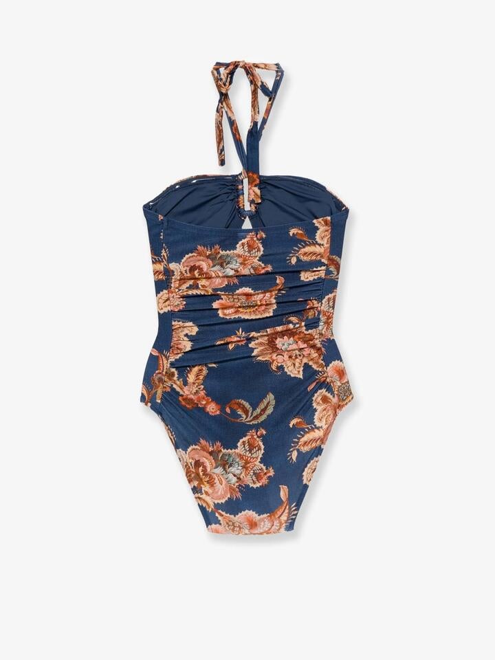 Zimmermann Aster Nylon One Piece Swimsuit With Paisley Print - Navy Jacobean, 2