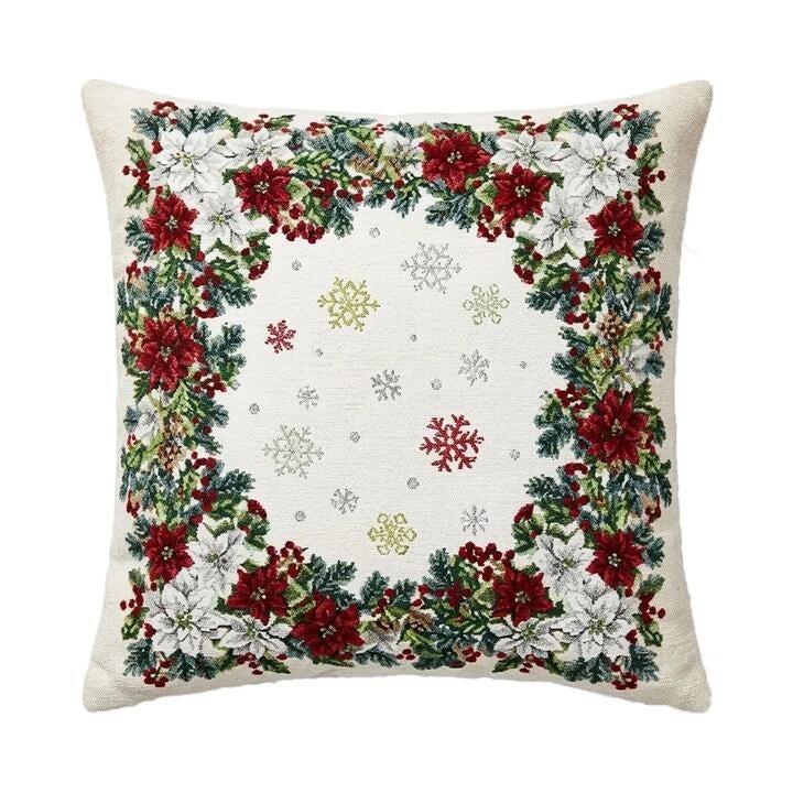 Rapee Poinsettia Cushion Cover | Woven Chenielle - 45 x 45 Cm